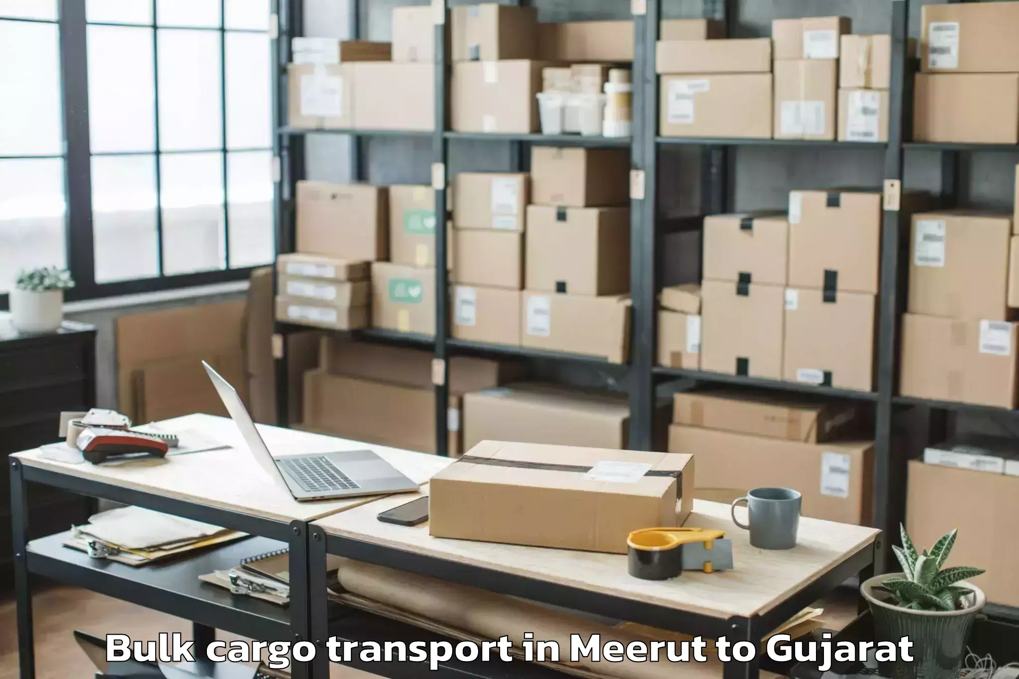 Quality Meerut to Keshod Airport Ixk Bulk Cargo Transport